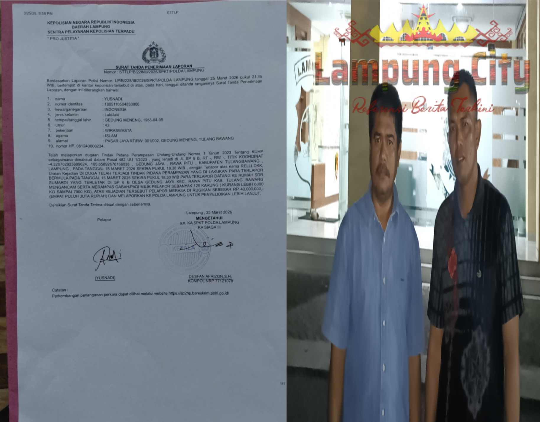 Diduga Oknum Polisi dan Oknum Wartawan Rampas Hasil Panen Petani di Tulang Bawang