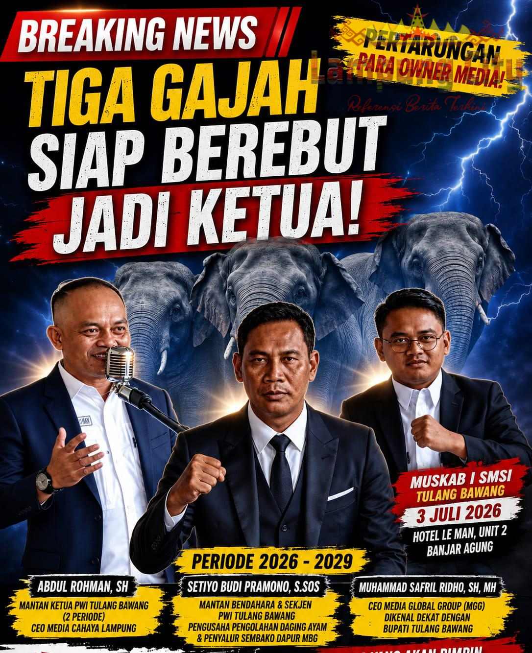 ‎Tiga CEO Besar Siap Berebut Jadi Ketua Organisasi Owner SMSI Tulang Bawang