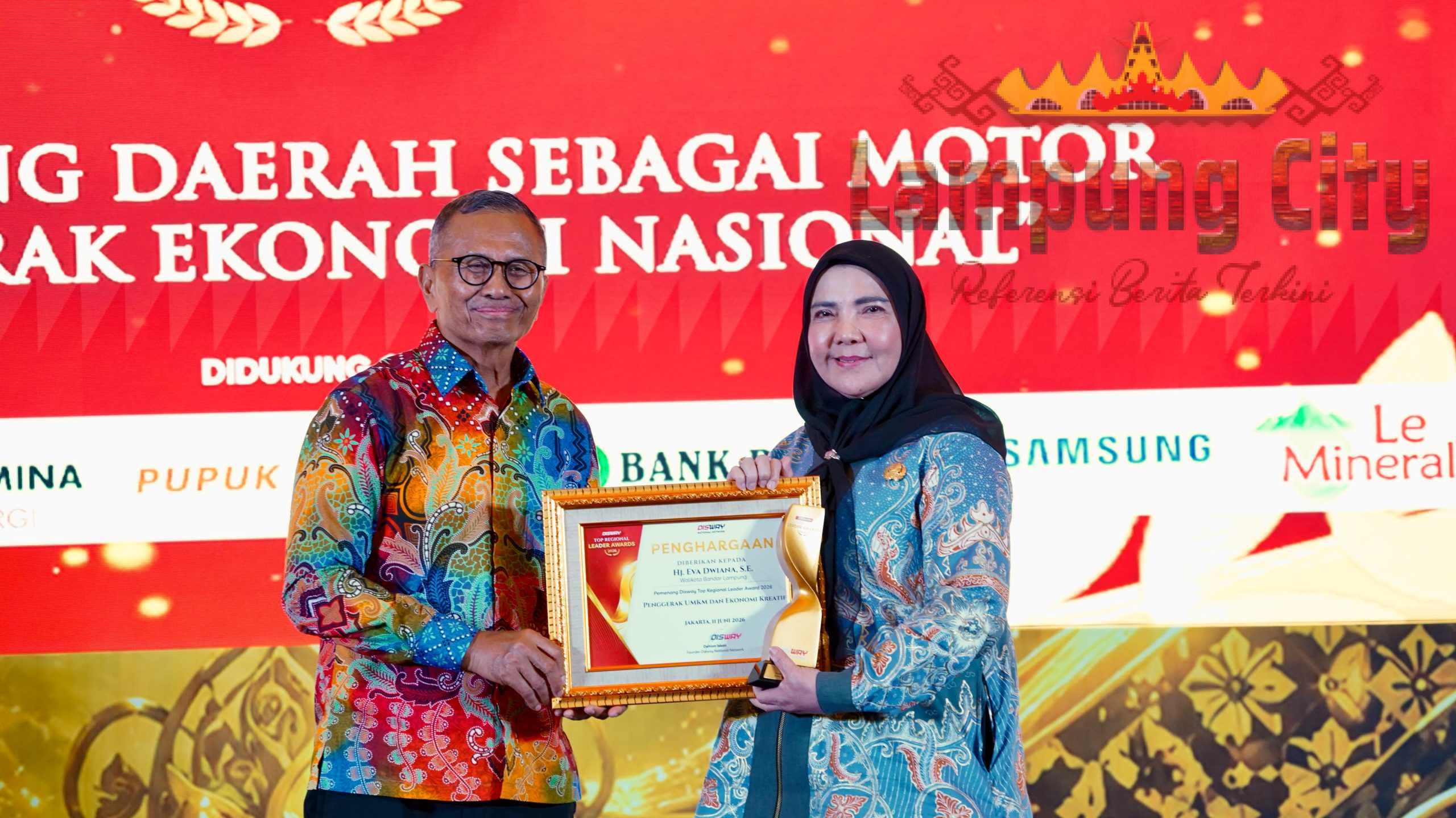 Wali Kota Bandar Lampung Raih Penghargaan Disway Top Regional Leader Awards 2026