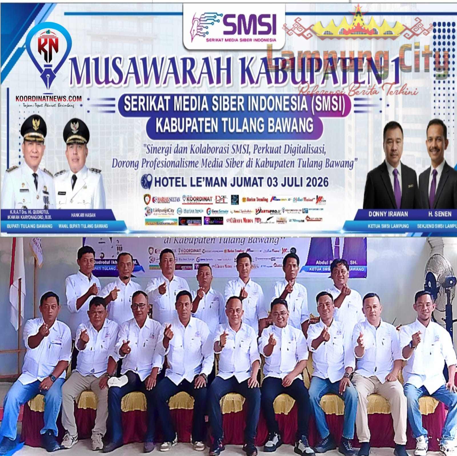 Panitia Matangkan Persiapan Muskab ke-1 SMSI Tulangbawang di Hotel Le’Man