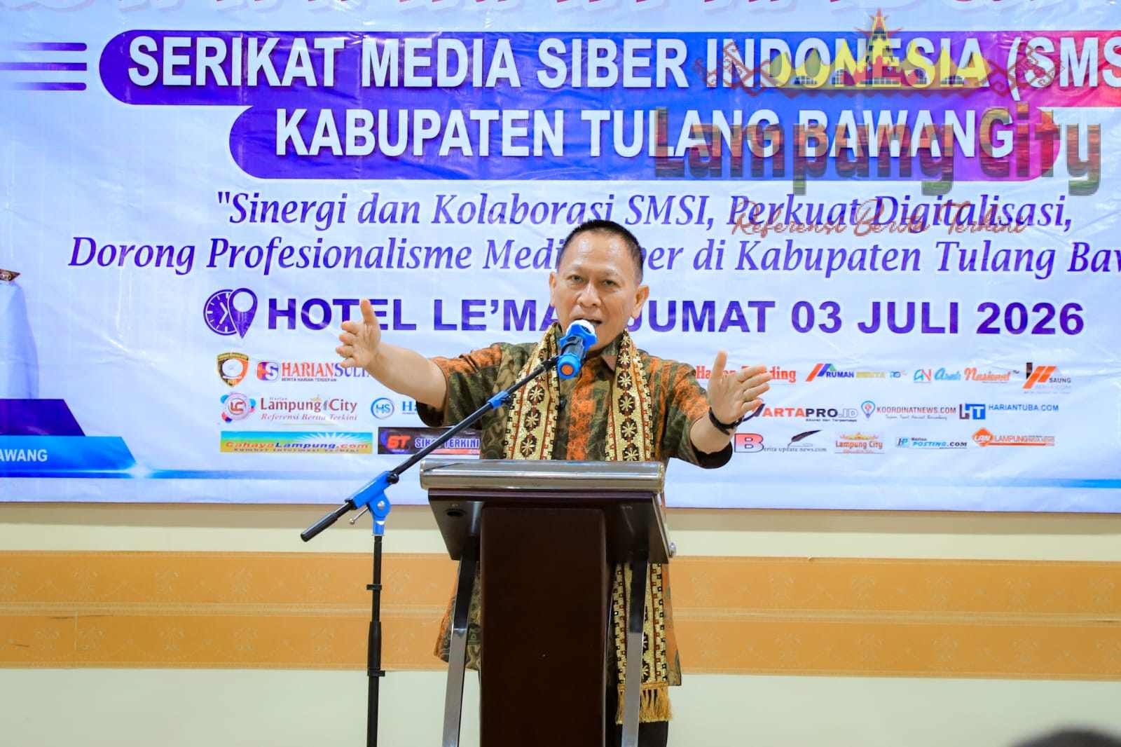 Buka Muskab 1 SMSI Tulang Bawang, Bupati Qudrotul Ikhwan: Media Mitra Strategis Penyampaian Informasi