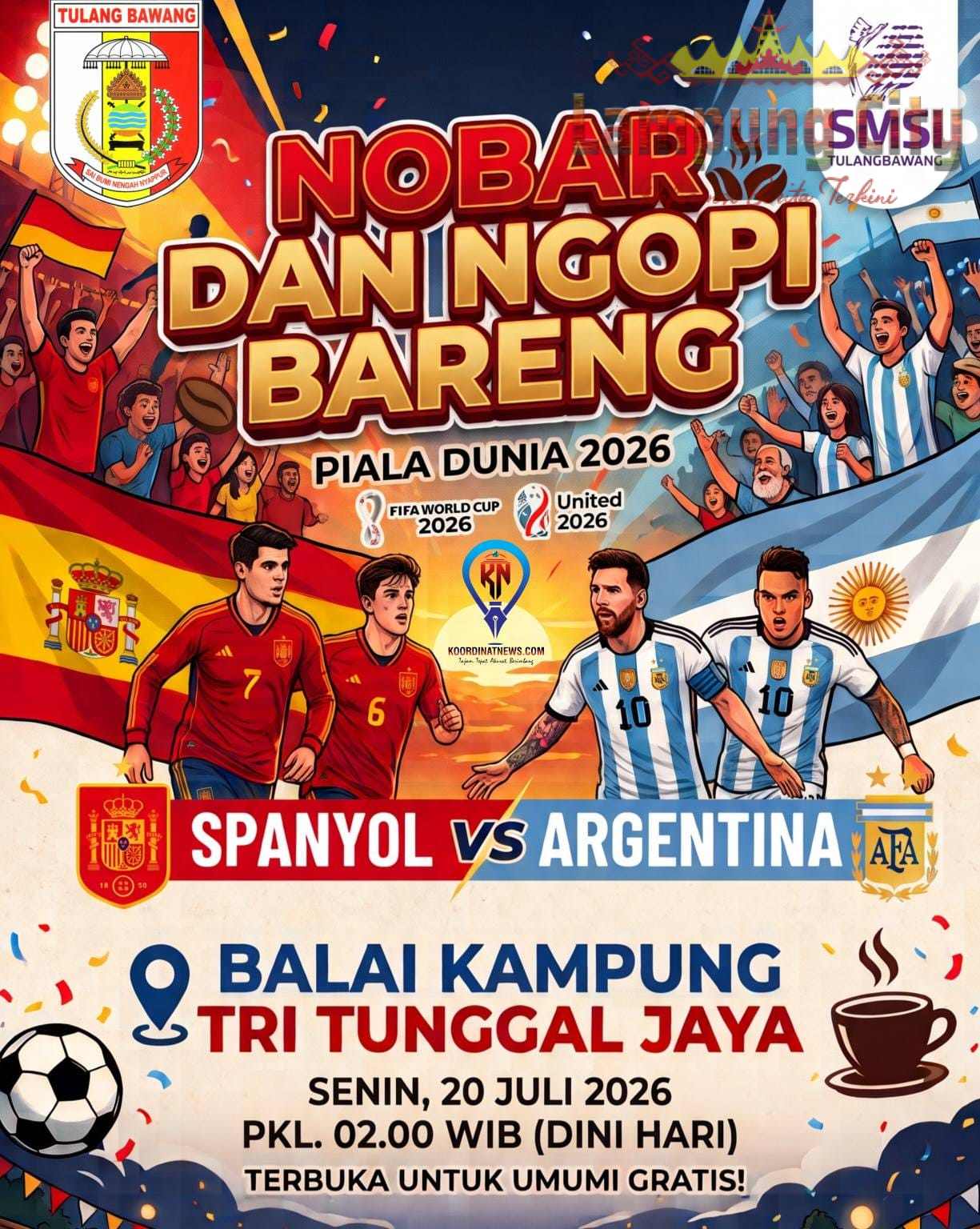 SMSI Tulang Bawang dan Kampung Tri Tunggal Jaya Gelar Nobar Final Piala Dunia Spanyol vs Argentina