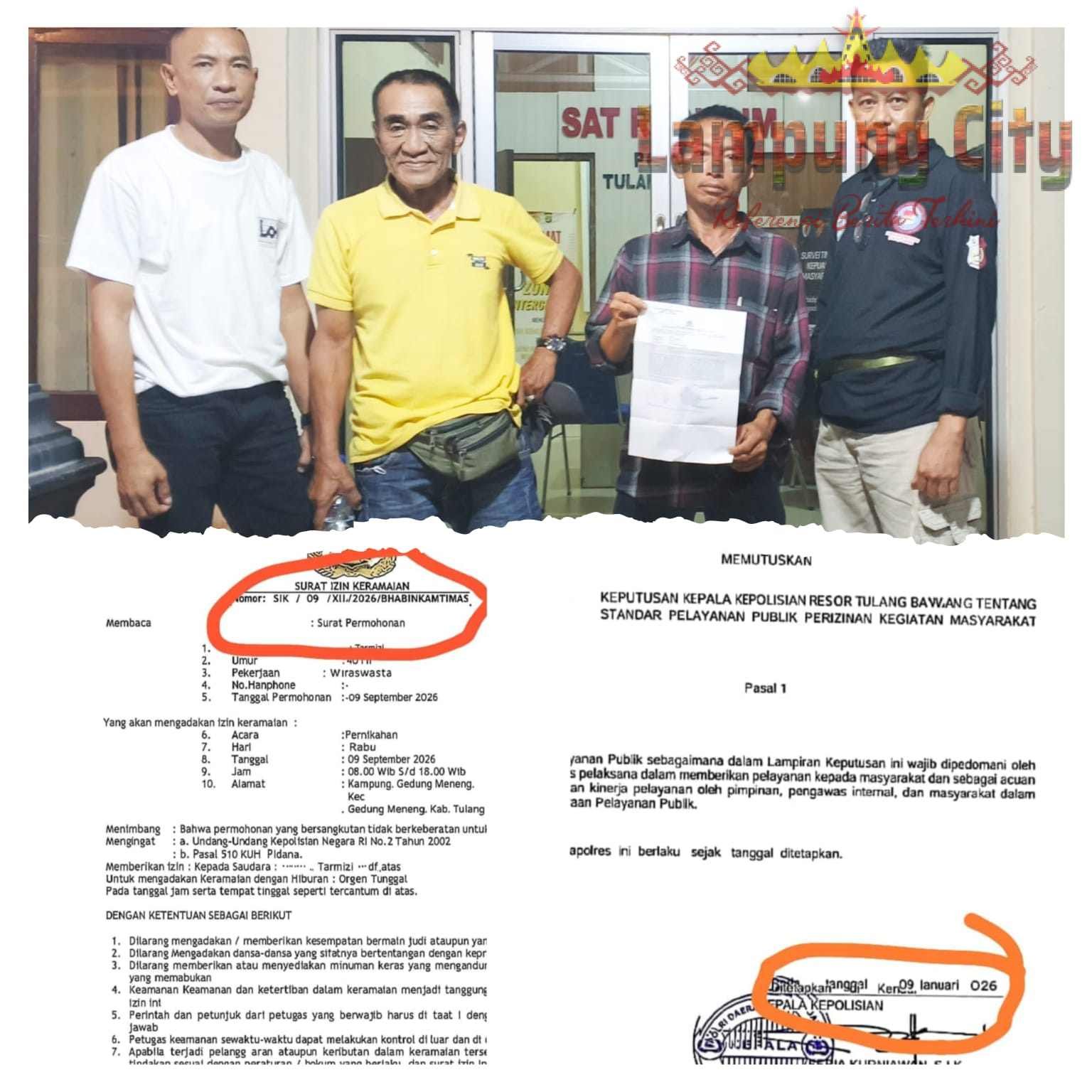 Publik Menunggu Ketegasan Polres Tulang Bawang Usut Dugaan Pemalsuan Izin Keramaian