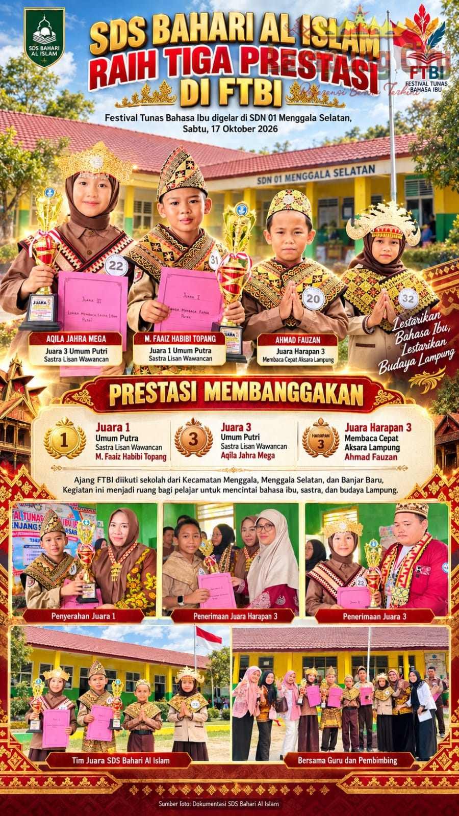 SDS Bahari Al Islam Raih Tiga Prestasi di FTBI