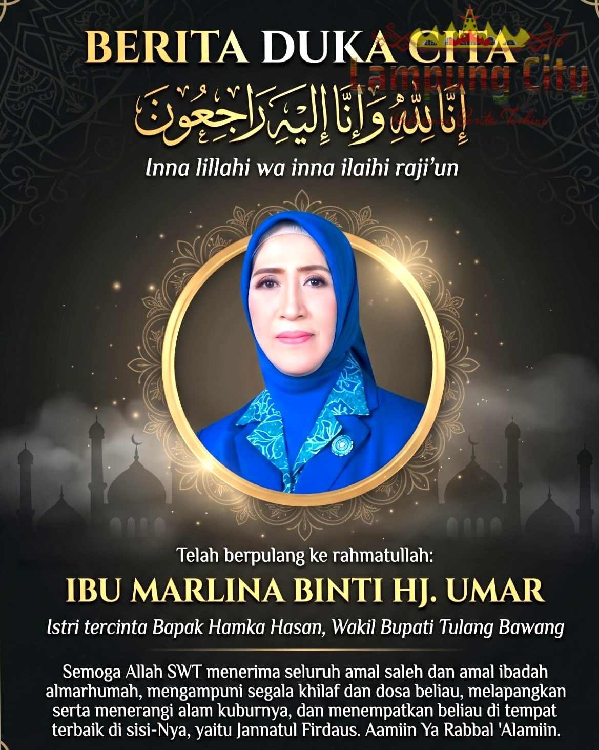 KWI Sampaikan Belasungkawa atas Wafatnya Istri Wakil Bupati Tulang Bawang